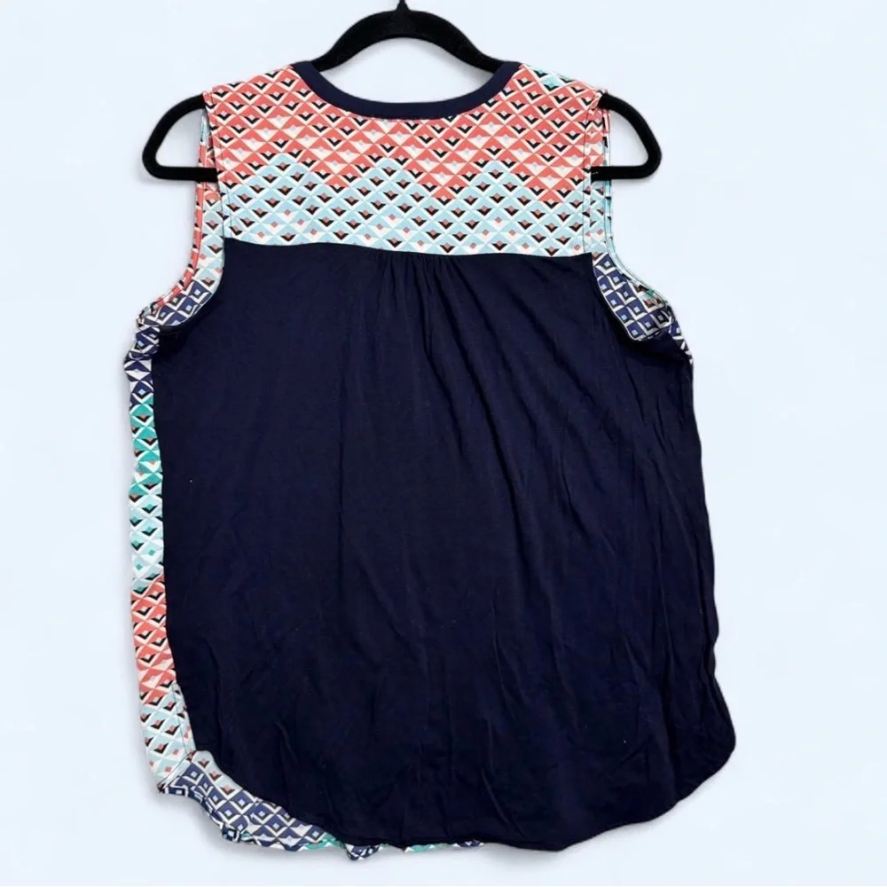 DR2 Boho Geometric Tank Top Sleeveless Navy‎ Coral Teal Size M Festival Summer - Picture 2 of 9